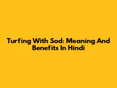 Turfing With Sod: Meaning And Benefits In Hindi
